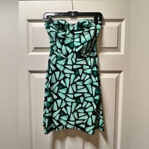 Candies Green Floral Leaf Dress Strapless Small